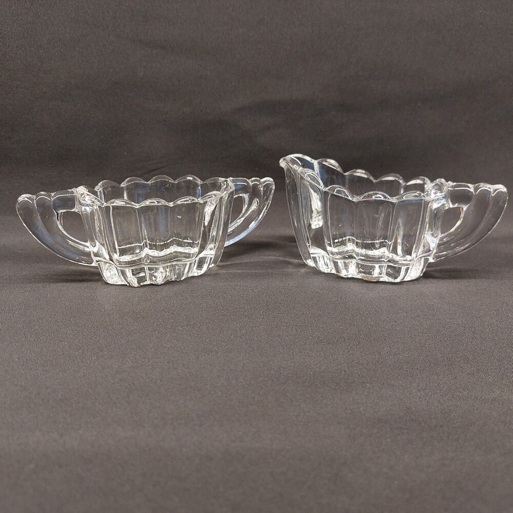 Heisey Crystolite Mini Sugar Bowl & Creamer Set ~ Produced 1937-1957 ~ Vintage
